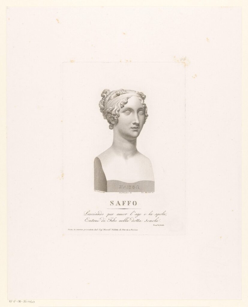 A print of a bust of sappho